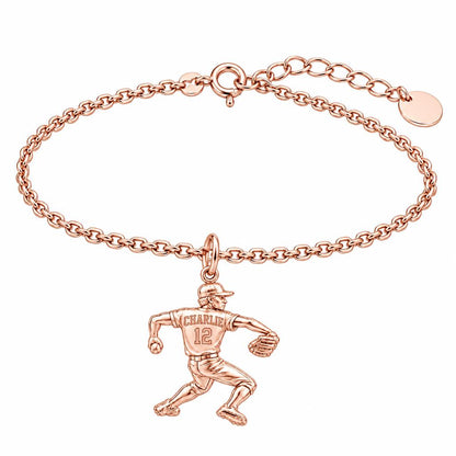 Ace Pitcher Windup Charm Bracelet Set – rose gold, front view