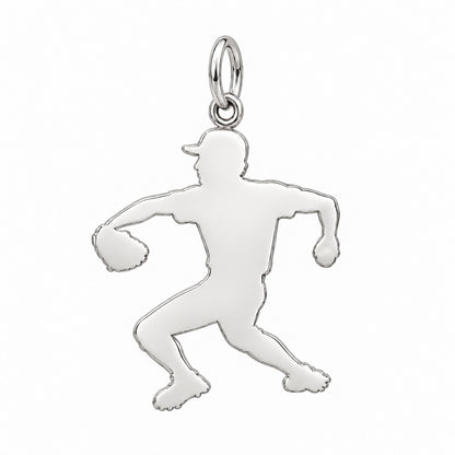 Ace Pitcher Windup Huggie Charm Earrings – back of the charm, engraving area