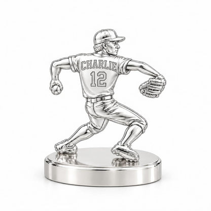 Ace Pitcher Windup Keepsake Plaque – silver, front view