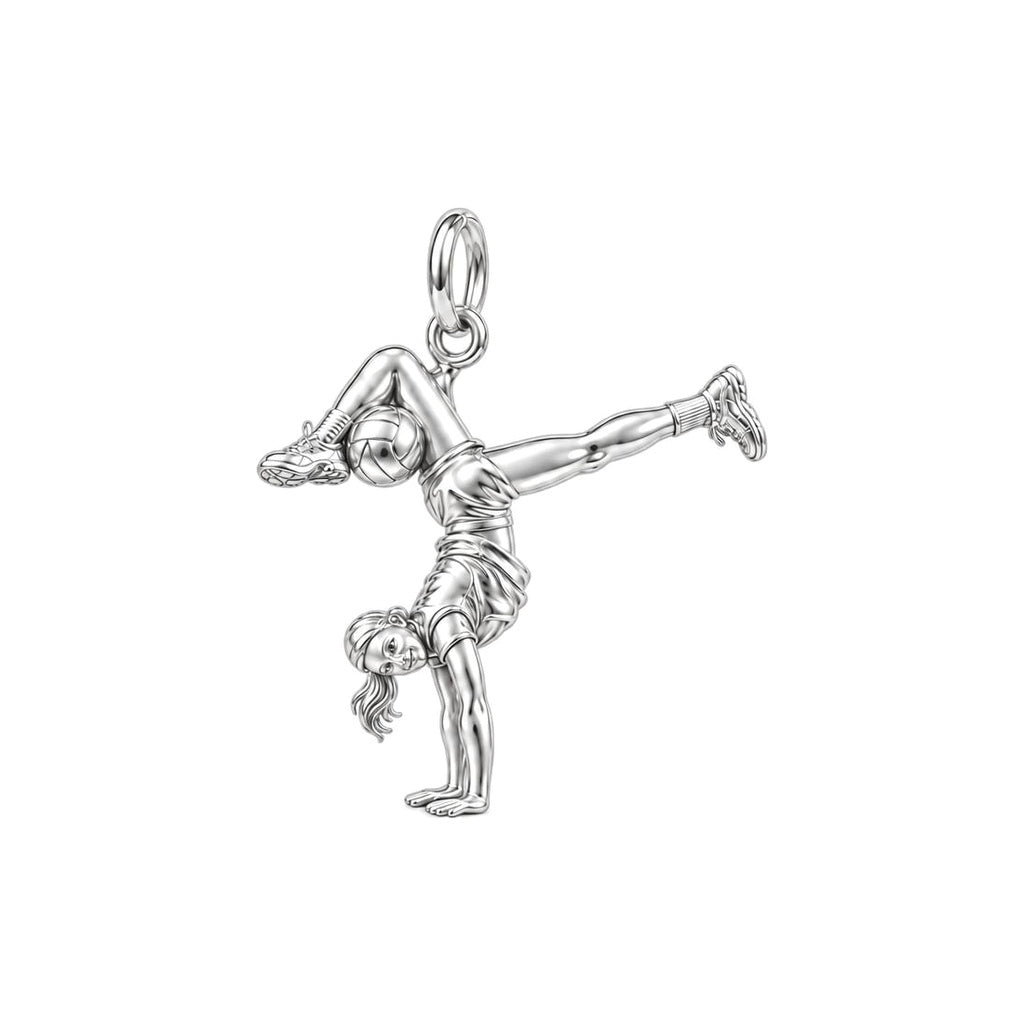 Acrobatic Volleyball Star Charm Bracelet – Personalized Athlete Gift – silver charm, front view