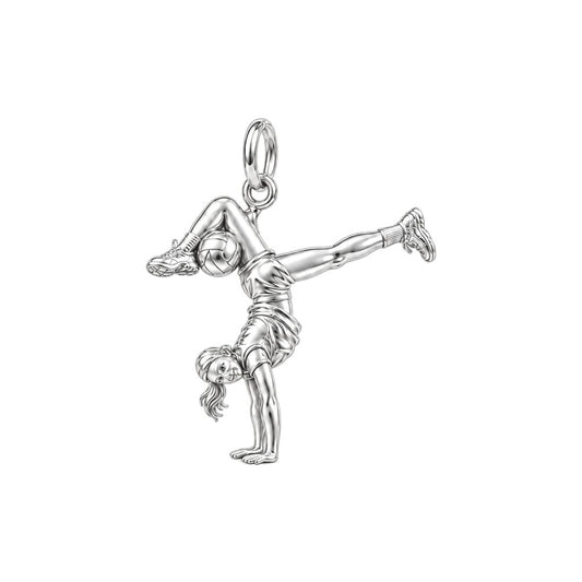Acrobatic Volleyball Star Charm Bracelet – Personalized Athlete Gift – silver charm, front view