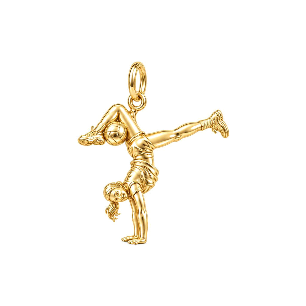 Acrobatic Volleyball Star Charm Bracelet – Personalized Athlete Gift – 18K gold charm, front view
