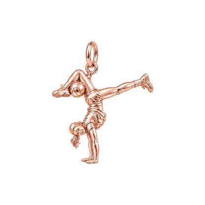 Acrobatic Volleyball Star Charm Bracelet – Personalized Athlete Gift – rose gold charm, front view