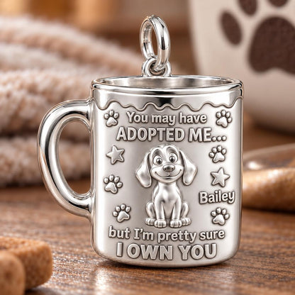 Adopted Me Coffee Mug Charm Bracelet – Personalized Dog Mom Gift – macro detail of the charm