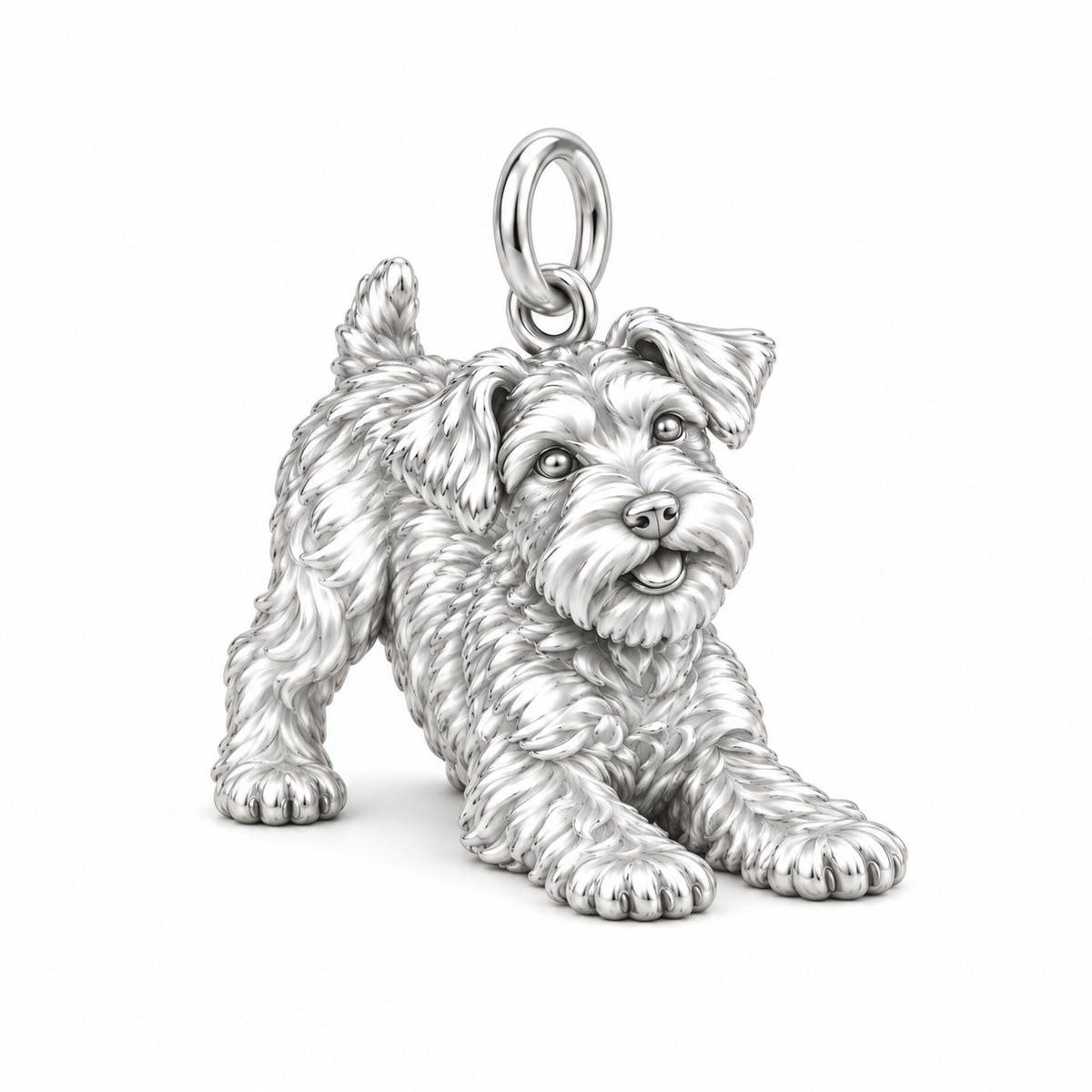 Adorable Mini Schnauzer Silver Charm – Personalized Dog Mom