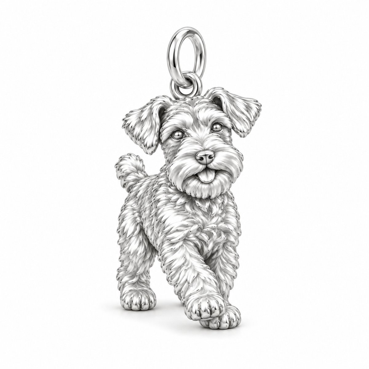 Adorable Mini Schnauzer Silver Charm – Personalized Dog Mom