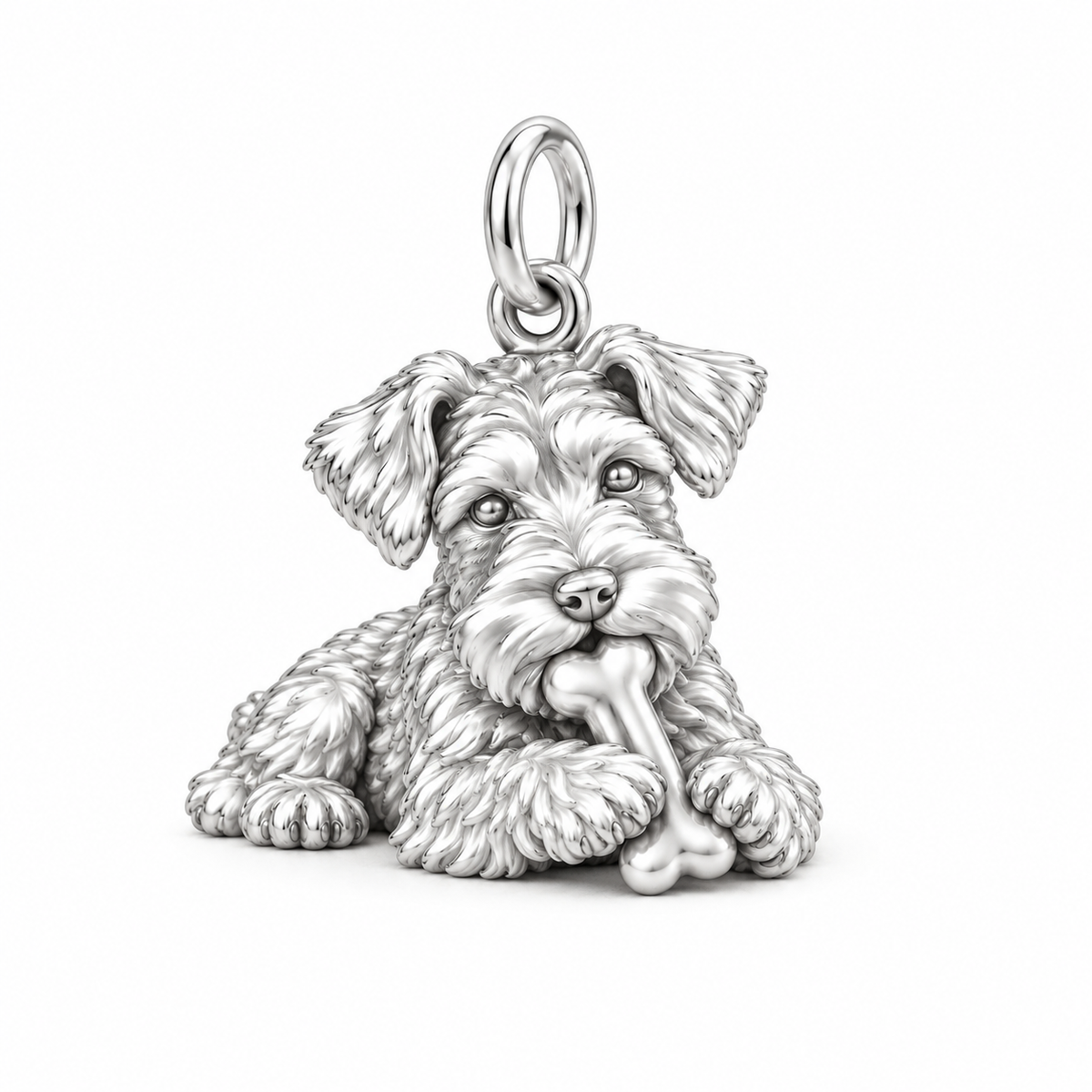 Adorable Mini Schnauzer Silver Charm – Personalized Dog Mom