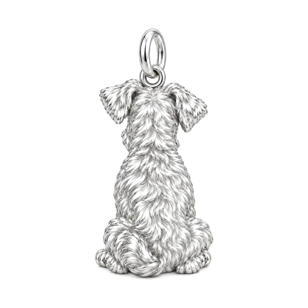 Adorable Mini Schnauzer Silver Charm – Personalized Dog Mom – back of the charm, engraving area