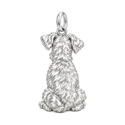 Adorable Mini Schnauzer Silver Charm – Personalized Dog Mom – back of the charm, engraving area