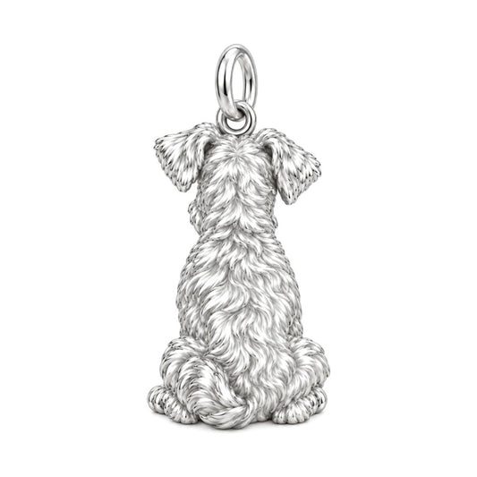 Adorable Mini Schnauzer Silver Charm – Personalized Dog Mom – back of the charm, engraving area