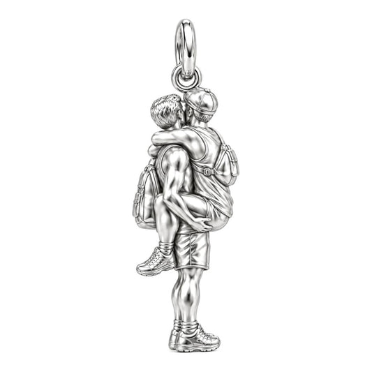 Adventurous Love Embrace Charm Bracelet – Personalized Gay Couple Gift – back of the charm, engraving area