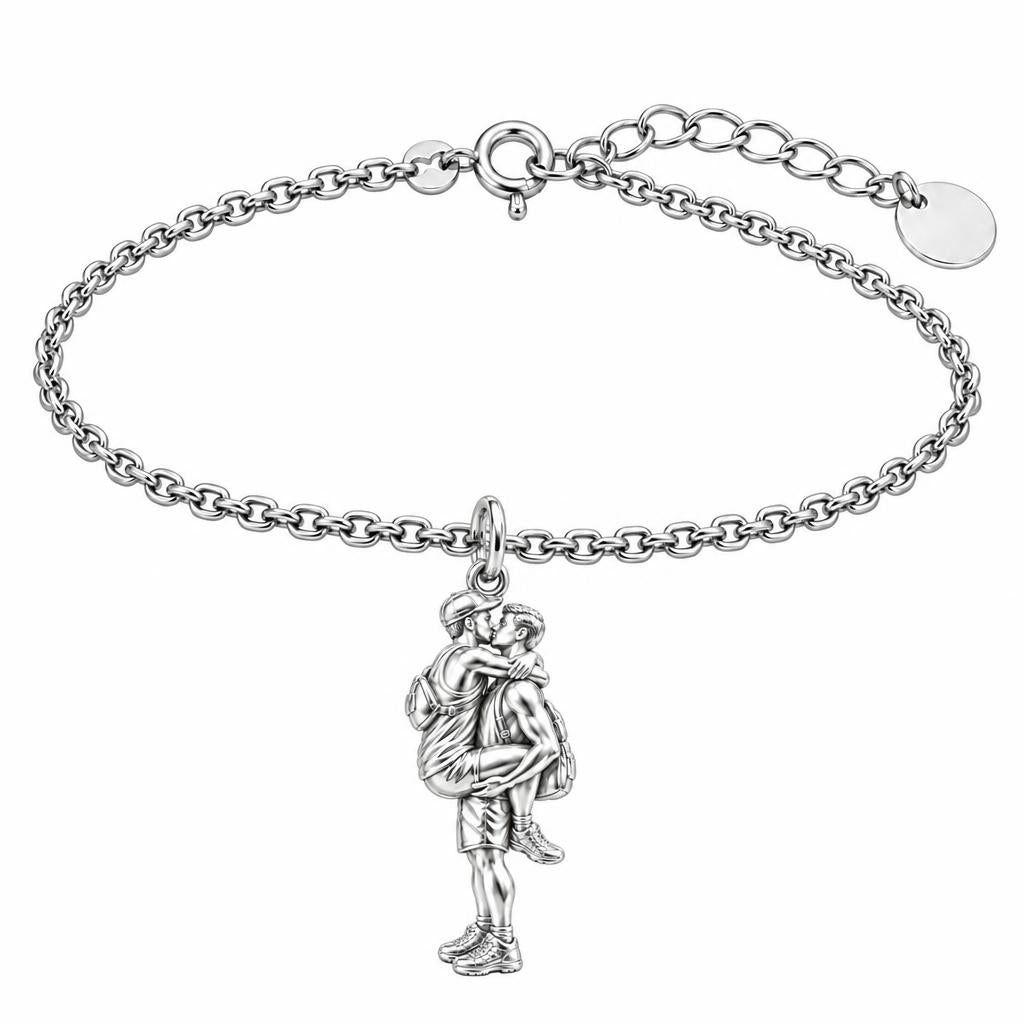 Adventurous Love Embrace Charm Bracelet Set – silver, front view