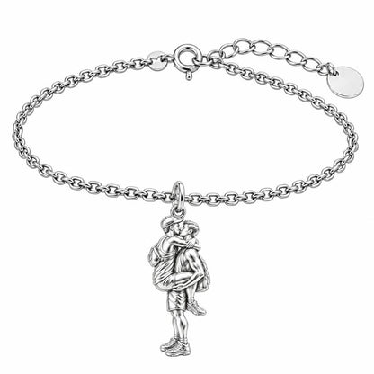 Adventurous Love Embrace Charm Bracelet Set – silver, front view