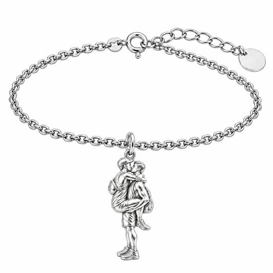 Adventurous Love Embrace Charm Bracelet Set – silver, front view