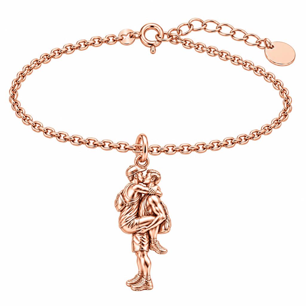 Adventurous Love Embrace Charm Bracelet Set – rose gold, front view