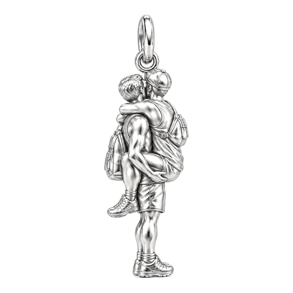 Adventurous Love Embrace Charm Keychain – back of the charm, engraving area