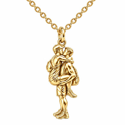 Adventurous Love Embrace Charm Necklace Set – 18K gold, front view