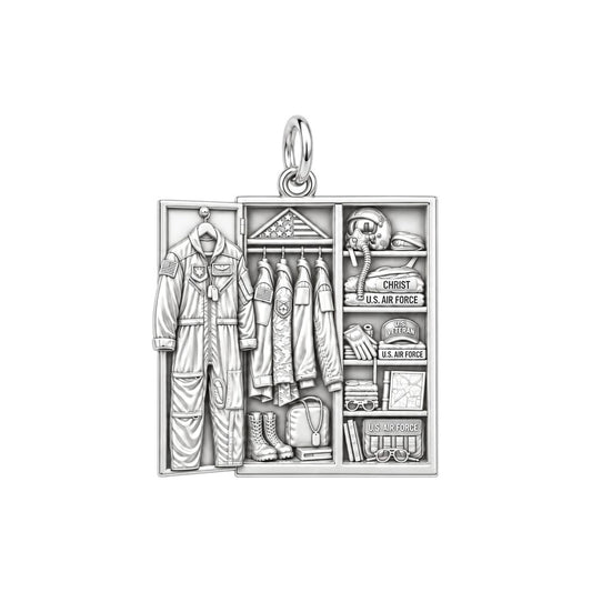 Air Force Locker Charm and Polyester Cord Bracelet Set