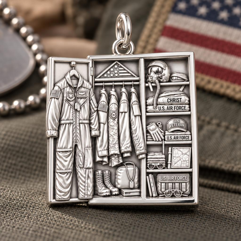 Air Force Locker Charm and Polyester Cord Bracelet Set