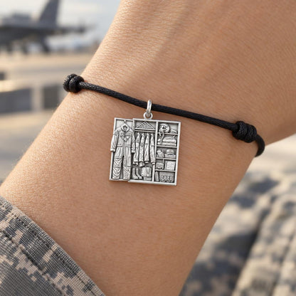 Air Force Locker Charm and Polyester Cord Bracelet Set