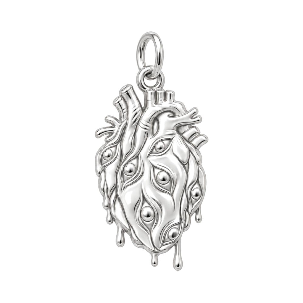 All-Seeing Heart Charm Bracelet – Personalized Artist Gift – silver charm, front view