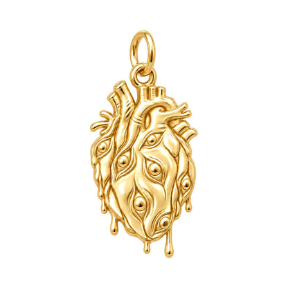 All-Seeing Heart Charm Bracelet – Personalized Artist Gift – 18K gold charm, front view