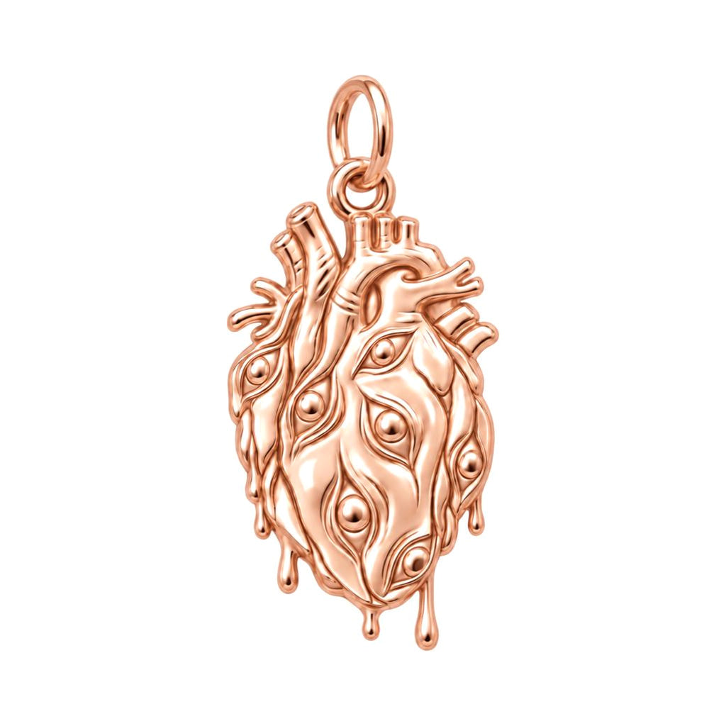 All-Seeing Heart Charm Bracelet – Personalized Artist Gift – rose gold charm, front view