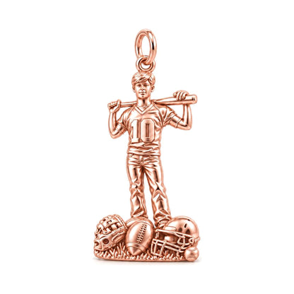 All Star Athlete Charm Bracelet – Personalized Mom Gift – rose gold charm, front view