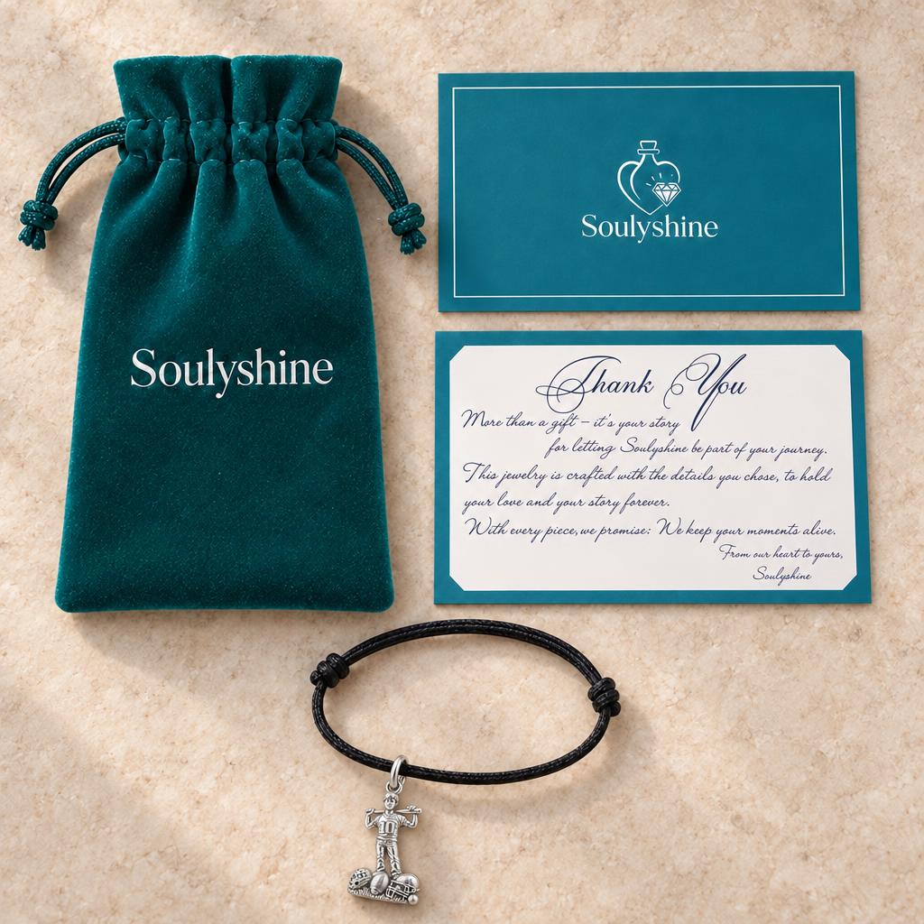 All Star Athlete Charm Bracelet – Personalized Mom Gift – Soulyshine velvet pouch and gift card