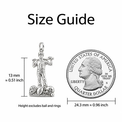 All Star Athlete Charm Bracelet – Personalized Mom Gift – size guide, 13 mm charm next to a quarter