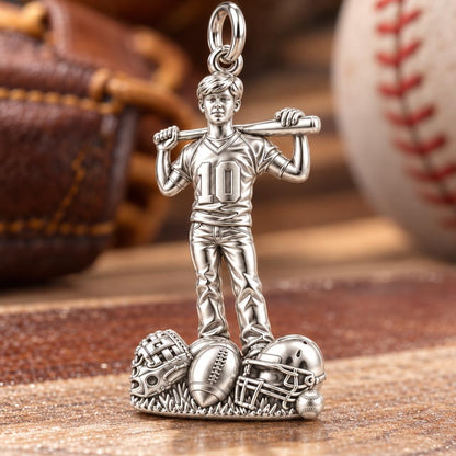 All Star Athlete Charm Bracelet – Personalized Mom Gift – macro detail of the charm
