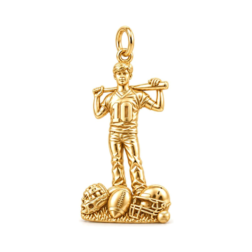 All Star Athlete Charm Bracelet – Personalized Mom Gift – 18K gold charm, front view
