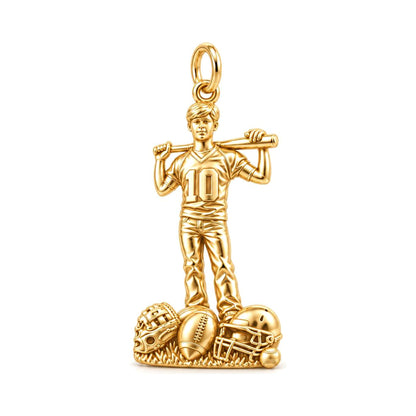 All Star Athlete Charm Bracelet – Personalized Mom Gift – 18K gold charm, front view