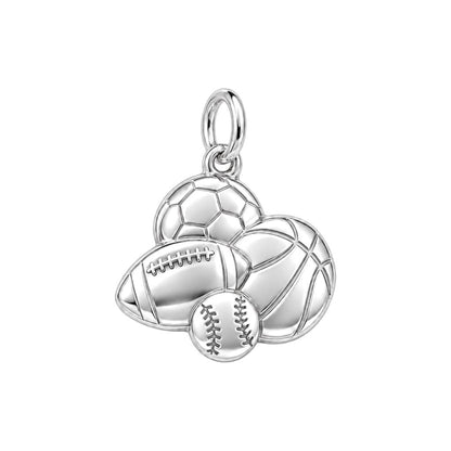All Star Sports Medley Charm Bracelet – Personalized Mom Gift – silver charm, front view