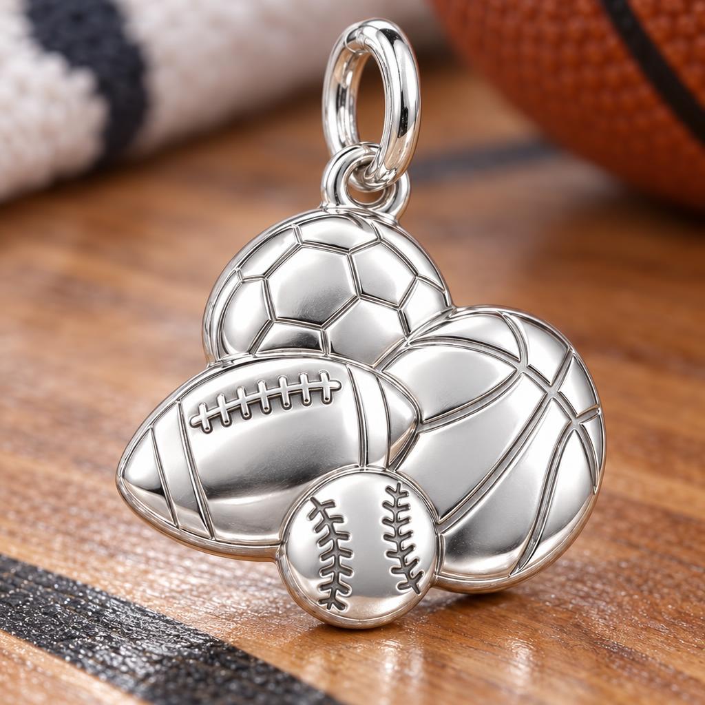 All Star Sports Medley Charm Bracelet – Personalized Mom Gift – macro detail of the charm
