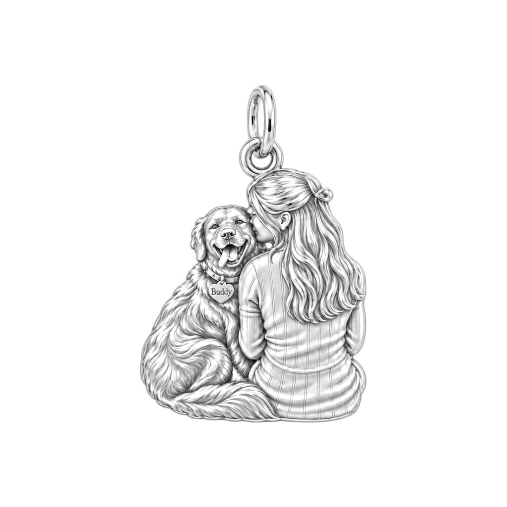 Always by Your Side Charm Bracelet – Personalized Dog Mom Gift – silver charm, front view