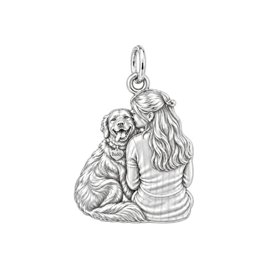 Always by Your Side Charm Bracelet – Personalized Dog Mom Gift – silver charm, front view