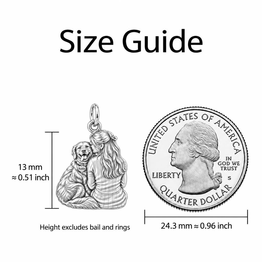 Always by Your Side Charm Bracelet – Personalized Dog Mom Gift – size guide, 13 mm charm next to a quarter