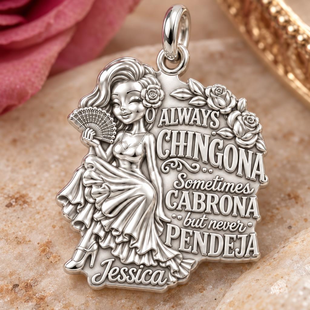 Always Chingona Charm Bracelet – Personalized Latina Gift – macro detail of the charm