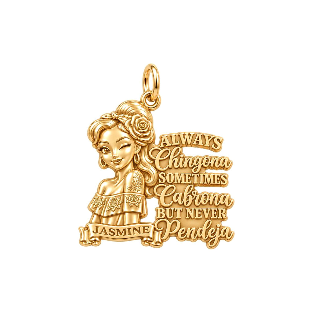 Always Chingona Rose Charm Bracelet – Personalized Latina Gift – rose gold 3 cm charm, front view