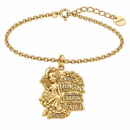 Always Chingona Rose Charm Bracelet Set – 18K gold, front view