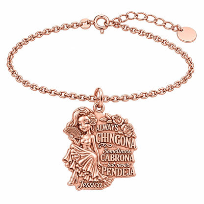 Always Chingona Rose Charm Bracelet Set – rose gold, front view