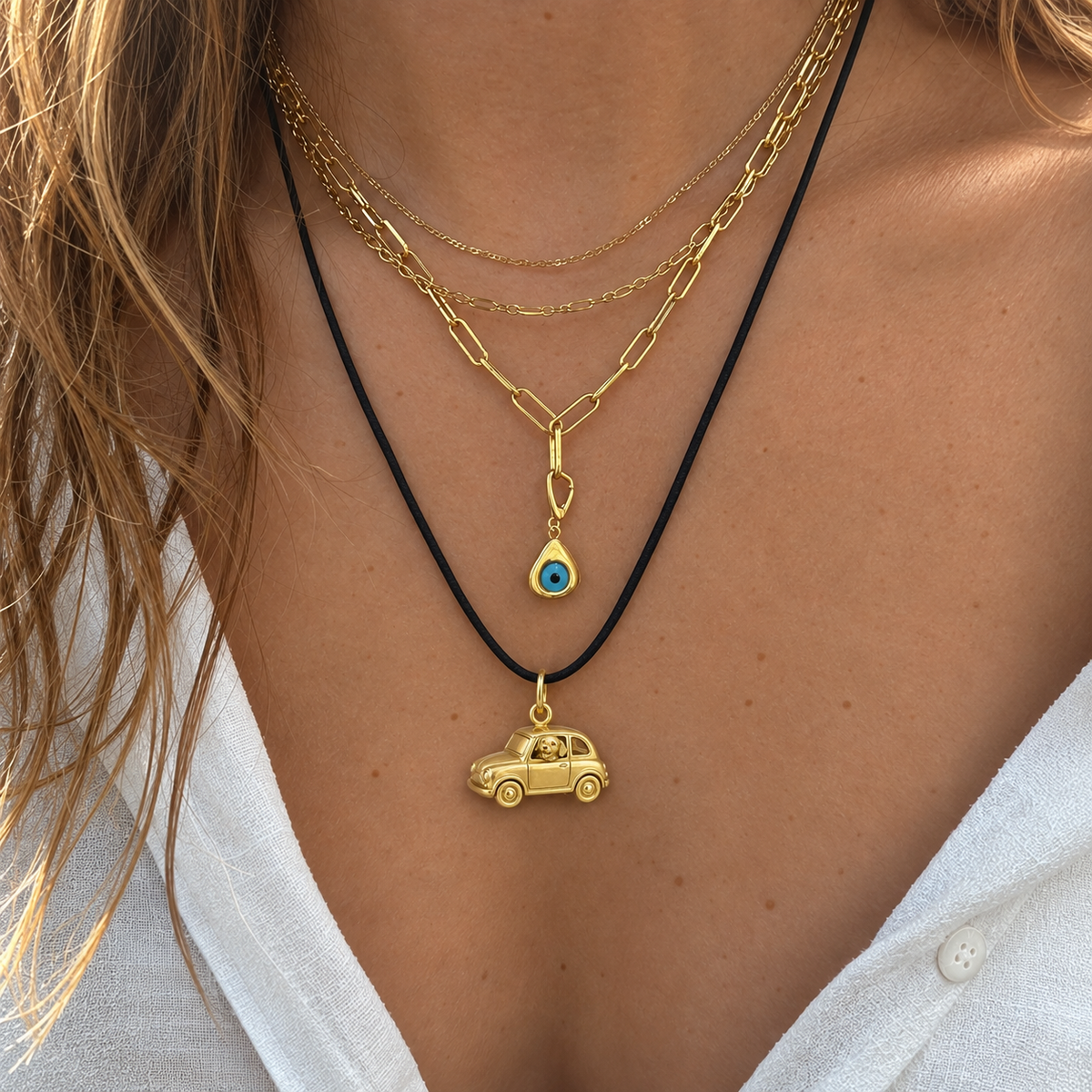 Adventure Buddy Charm — necklace model photo | skill-1126-20260910