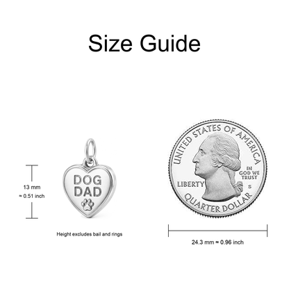 Dog Dad Charm — Size Guide: 13 mm ≈ 0.51 inch (excluding bail and rings)