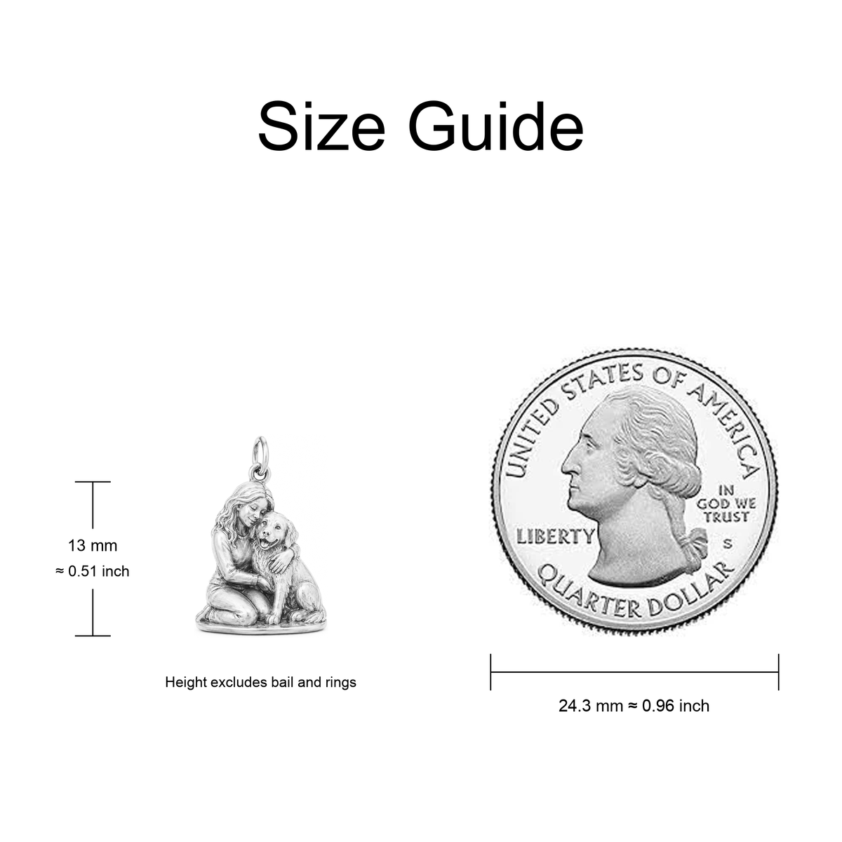 Forever By My Side Charm — Size Guide: 13 mm ≈ 0.51 inch (excluding bail and rings)