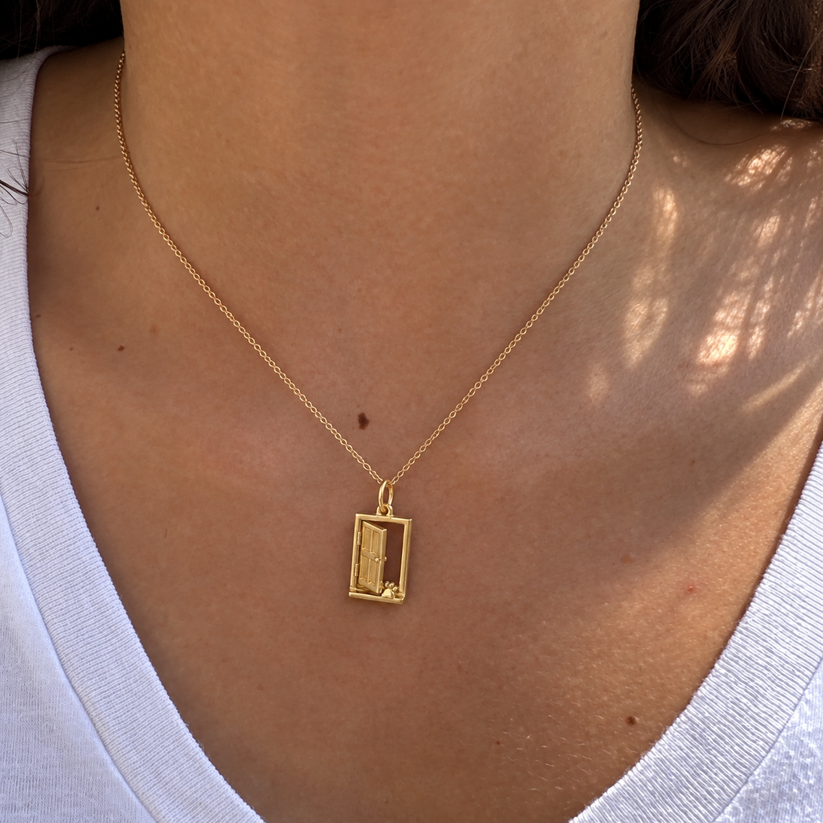 Welcome Home Charm — necklace model photo | skill-1126-20260910
