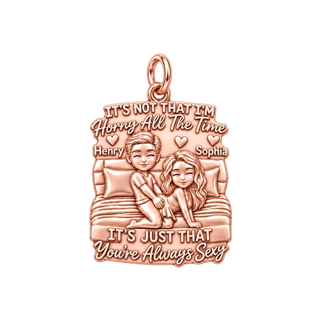 Always Sexy Couple Charm Bracelet – Personalized Couple Gift – rose gold 3 cm charm, front view