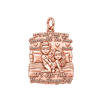 Always Sexy Couple Charm Bracelet – Personalized Couple Gift – rose gold 3 cm charm, front view