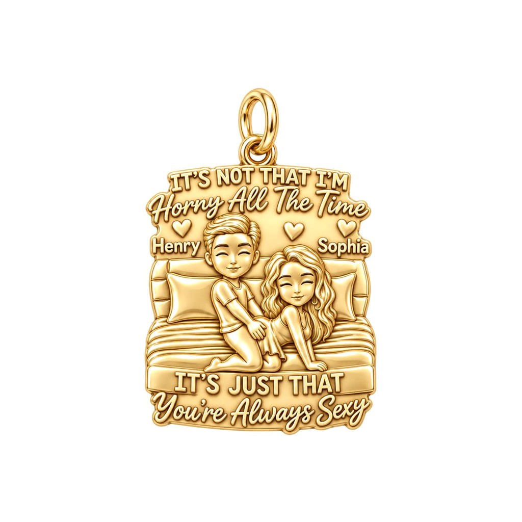 Always Sexy Couple Charm Bracelet – Personalized Couple Gift – 18K gold plated 3 cm charm, front view