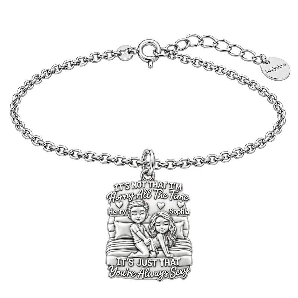 Always Sexy Couple Charm Bracelet Set – silver, front view